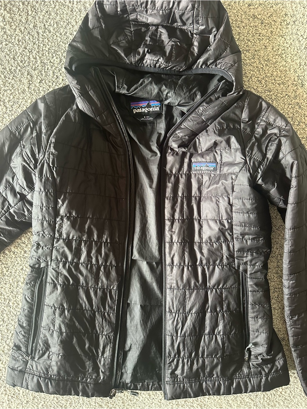 Patagonia Black Hooded Packable Jacket